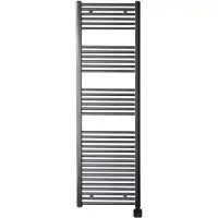 Sanicare Carini elektrische Wifi radiator 172x60cm gunmetal met thermostaat zwart rechtsonder
