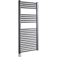 Sanicare Electrische Wifi Radiator HPW Carini 111,8x45 cm Gunmetal Met Thermostaat Zilver Linksonder