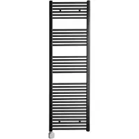 Sanicare Carini elektrische Wifi radiator 172x60cm zwart met thermostaat zilver linksonder