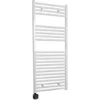 Sanicare Carini elektrische Wifi radiator 112x60cm wit met thermostaat zwart linksonder