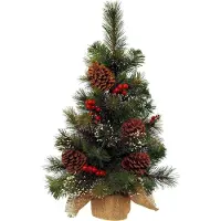 Everlands Kerstboom - kunst - mini - inclusief versiering - 45 cm - Kunstkerstboom
