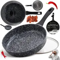 Edenberg Hoge Granieten Koekenpan met Deksel 22cm - Anti-aanbak & Vaatwasserbestendig