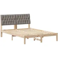 vidaXL Bedframe met Gevoerde Hoofdbord Bruin 160 x 200 cm