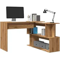 vidaXL Hoekbureau 200,5x50x76 cm bewerkt hout artisanaal eikenkleur