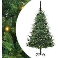 vidaXL Kunstmatige Voorverlichte Kerstboom met Ballenset Groen 150 cm