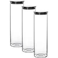 Mondex Set van 3 Glazen Potten 1000 ml met Deksel - Hoog