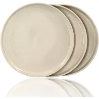 Discountershop Dinerborden Set van 3 – Crème Keramische Borden 26,3 cm – Glanzend Servies met Opstaande Rand – Voor Horeca, Restaurants en Kersttafel
