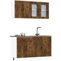 vidaXL 4-delige Keukenkastenset Porto bewerkt hout gerookt eiken