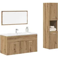 vidaXL 3-delige Badkamermeubelset bewerkt hout artisanaal eikenkleur