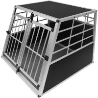 Monster Hondenbench, Autobench, Hondenkooi voor Auto, 97x90x69cm, 2 Deuren, Aluminium