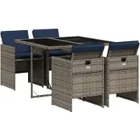 vidaXL 5-delige tuinset met kussens, grijs polyrotan