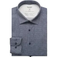 Olymp Blauw overhemd body fit lange mouwen jersey