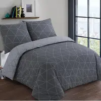 Vision Hugo - Tweezijdig omkeerbaar Dekbedovertrekset - 100% katoen: zacht en soepel - Kingsize - Dekbedovertrek 260 x 240 cm met 2 bijhorende slopen - Antraciet / Grijs - Oekotex gecertificeerd