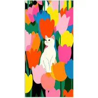 PosterMonkey Poster 20x40 cm - Tulpen - Kat - Kleurrijk - Posters - Kamer decoratie - Wanddecoratie woonkamer - Muurdecoratie slaapkamer