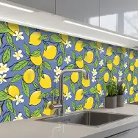 KitchenYeah Keuken achterwand 350x60 cm - Spatscherm zelfklevend Patroon - Citroen - Illustratie - Muurbeschermer - Spatwand fornuis