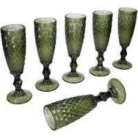 MamboCat Set van 6 DIAMOND champagneglazen groen van glas – 38021