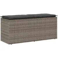 vidaXL Tuinbank met kussen 110x40x44 cm poly rattan grijs