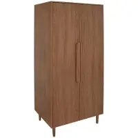 Sweeek Kledingkast houtdecor 2 deuren, plank en hangruimte 80cm Walnoot