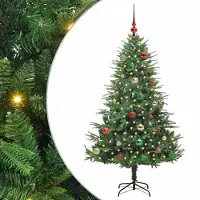 vidaXL Kunstmatige Voorverlichte Kerstboom met Ballenset Groen 150 cm
