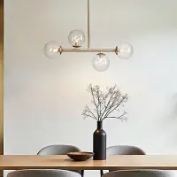 LumenXL Hanglamp Asun met gouden frame en transparant glazen bollen