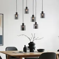 LumenXL Zwarte hanglamp Palaio met smoke glas, 6-lichts