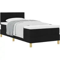 vidaXL Boxspringbed met kussens en hoofdbord, zwart, 90 x 200 cm, stof