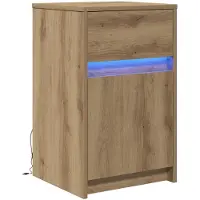vidaXL LED Bedlampkast artisanaal eikenkleurig 38 x 34 x 61 cm