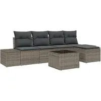 vidaXL Tuinbank Set 5 st Lichtgrijs poly rattan