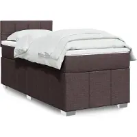 vidaXL Boxspring met matras stof donkerbruin 90x200 cm