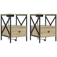 vidaXL Nachtkastje 2 st Sonoma Eik 41,5 x 40,5 x 55 cm Bewerkt hout