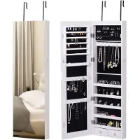 HOMCOM - Wandgemonteerde sieradenkast - MDF - 37x10x120cm - Grijs