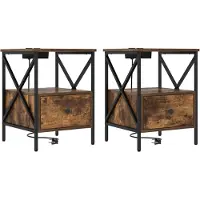 vidaXL Nachtkastje 2 st Rook Eiken 41,5 x 40,5 x 55 cm Bewerkt hout