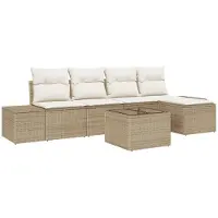 vidaXL Tuinset met 5 zitplaatsen, beige en crème kleur, gemaakt van polyrotan