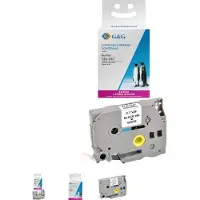 G&G Schrijfband compatibel met Brother-markeerband TZe-241, zelfklevend, wit/zwart, kunststof gelamineerd, L 8 m x B 18 mm