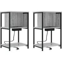 vidaXL Nachtkastje 2 st Grijs Sonoma 38 x 31 x 61 cm Bewerkt hout