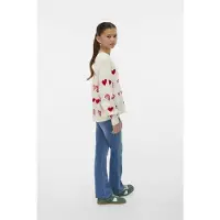 Vero moda GIRL kersttrui ecru gebreid Meisjes Acryl Ronde hals All over print - maat 116