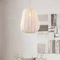 LumenXL Stoffen hanglamp Mousa – Japandi stijl met druppelvormige lichtbeige kap