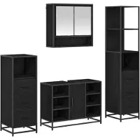 vidaXL Badkamermeubel Set 4 st Zwart Eiken 80 x 33 x 60 cm