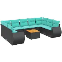 vidaXL 10-delige loungeset voor de tuin met kussens, zwart kunststof vlechtwerk