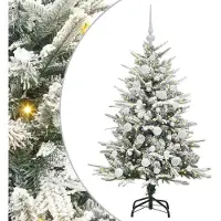 vidaXL Kunstmatige voorverlichte kerstboom met ballenset Groen 120 cm