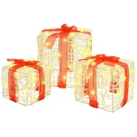 vidaXL 3 st Warmwit 20 x 20 x 20 cm Acryl 60 LED's