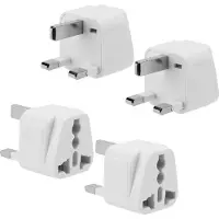 Intirilife 4x stopcontact adapter in WIT - set van 4 UK type G stopcontact power adapter reisstekker voor bijv. Duitsland, Italië, Spanje, Frankrijk - type G reisadapter power plug converter