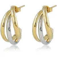 My Bendel - Oorbellen Bicolor Gedraaid – Staal en Goudkleurig - met Luxe Cadeauverpakking | Sieraden Voor Dames