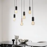 LumenXL Industriële snoerpendel Caverna 6-lichts met marmeren details (excl. E27 lampen)
