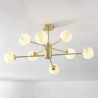 LumenXL Design zandgouden plafondlamp met marmerlook bollen, 8-lichts - Idaho