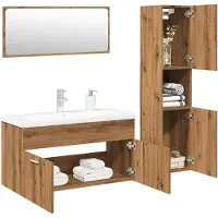 vidaXL 4-delige Badkamermeubelset bewerkt hout artisanaal eikenkleur