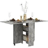 HOMCOM -Opklapbare eettafel-spaanplaat-75x140x74cm-Grijs