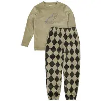 Quapi fleece pyjama met geruite print groen Ruit - maat 146/152
