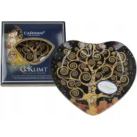 CARMANI Gustav Klimt 'Levensboom' Glazen Schaal - Decoratief Hart 19x18cm