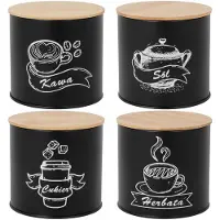 Brunbeste Zwarte Bamboe Keukenkruid Pottenset - 4 st